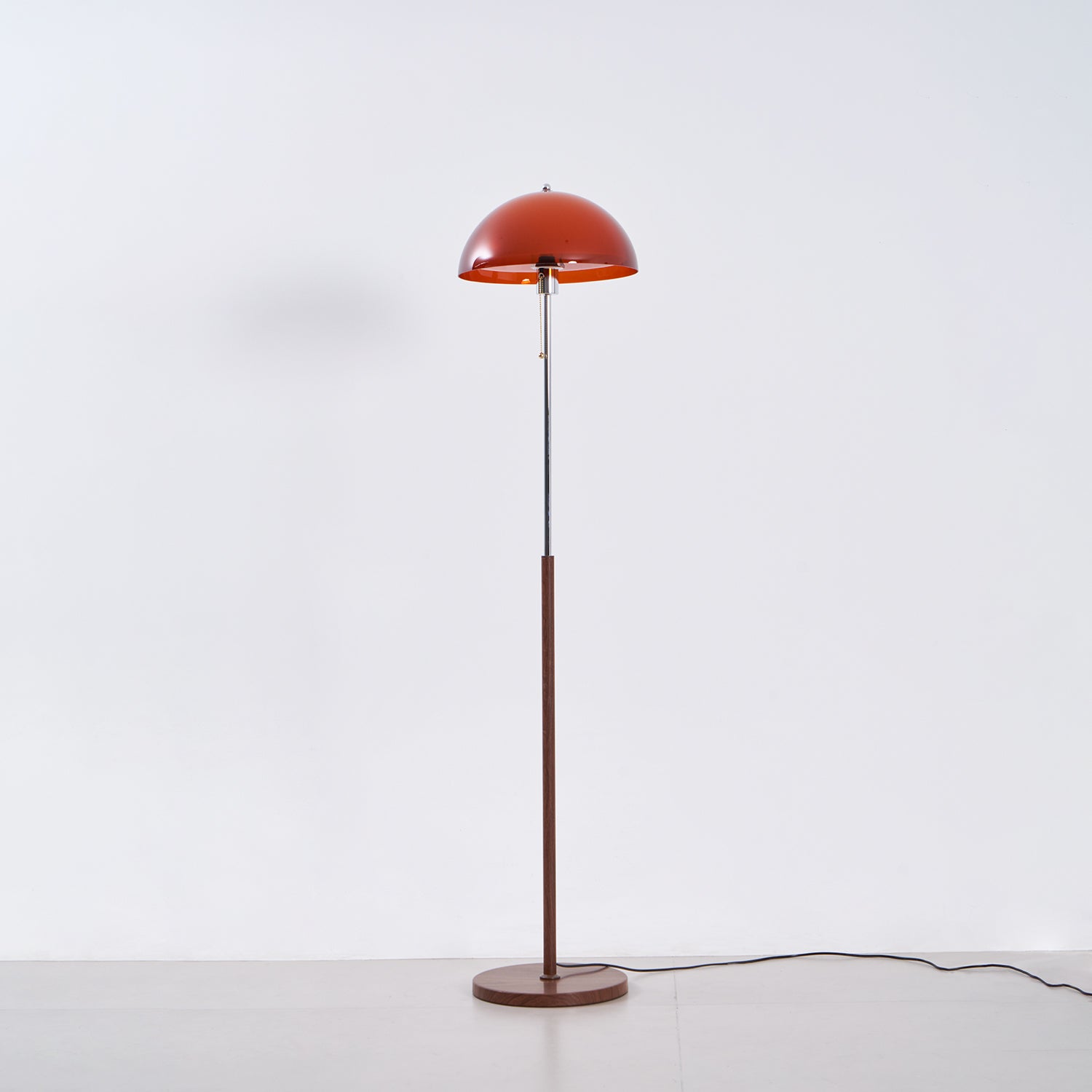 Floor Lamp Wood 60.2 in Amber Acrylic Shade Walnut Color Living Room Bedroom Accent Lighting Retro Modern Pull Chain | Thomler
