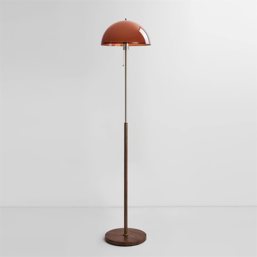 Floor Lamp Wood 60.2 in Amber Acrylic Shade Walnut Color Living Room Bedroom Accent Lighting Retro Modern Pull Chain | Thomler