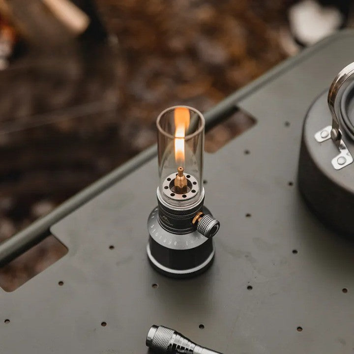 Butane Gas Lantern Aluminum Portable Outdoor Light Camping Hiking Backpacking Adjustable Flame Manual Ignition Vintage Design Travel Gear Em | Thomler