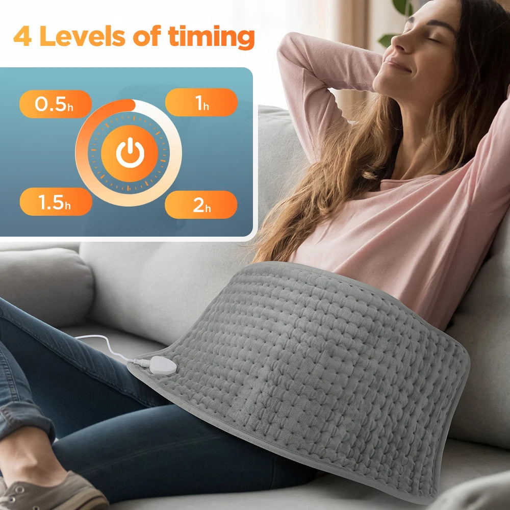 Microplush Heated Pad 24×12 in for Legs Back Hands | 9-10 Adjustable Temperature Settings | Fast Warmth Therapy Mat | Thomler