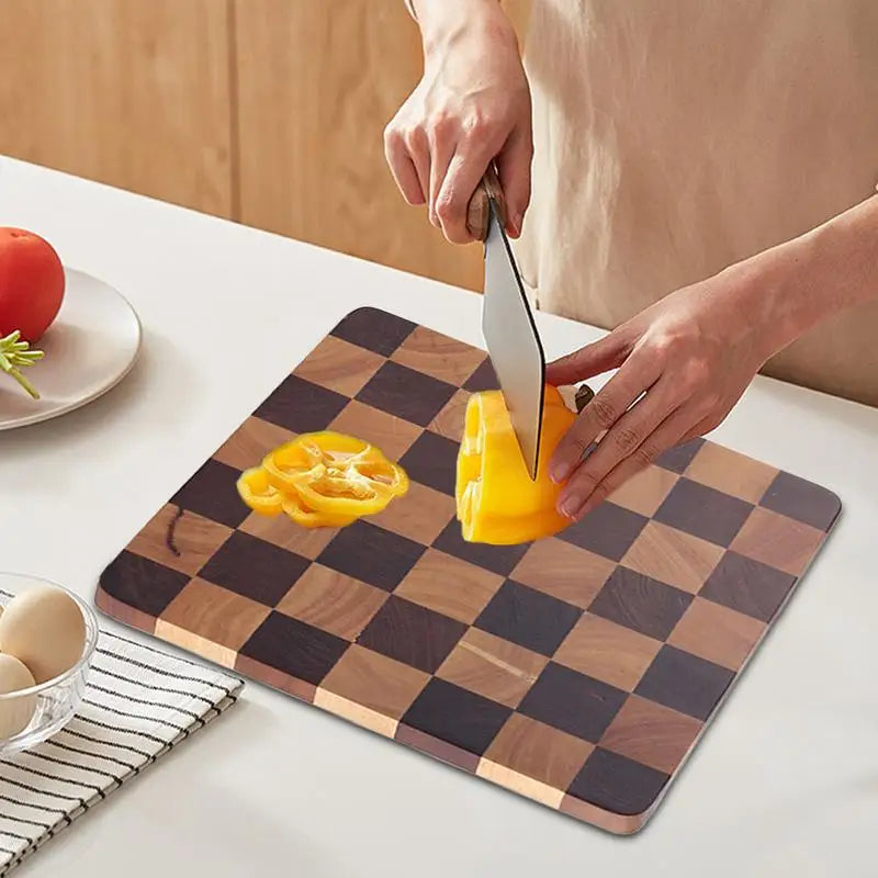 Checkerboard Beechwood Cutting Board for Everyday Kitchen Use, Thick Hardwood Chopping Block for Vegetables and Meat | Thomler