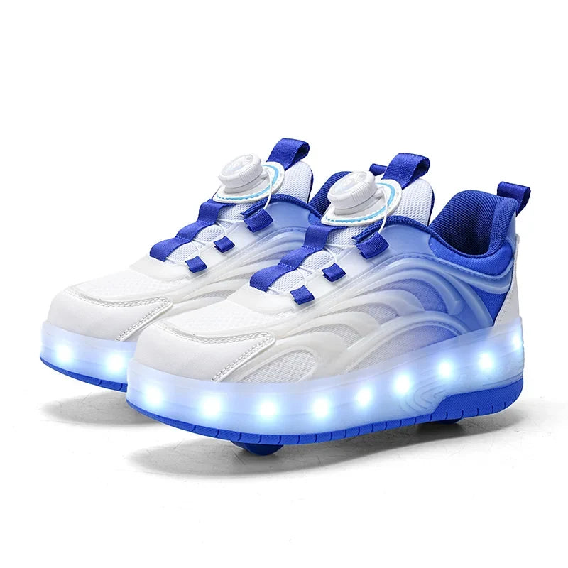 Kids Light-Up Roller Skate Shoes with USB Rechargeable LED Wheels | Rolling Sneakers for Boys & Girls | Outdoor Recreation & Active Play | Thomler