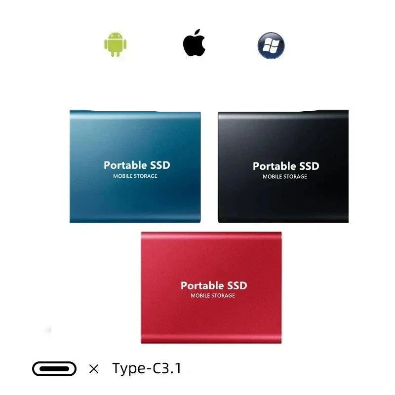 Portable SSD Drive 128GB USB 3.1 Type-C External Solid State Storage for Laptops Computers Mac PC Fast Data Transfer Backup | Thomler