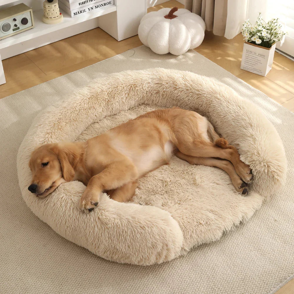 Round Semi-Open Pet Bed with Plush Cushion & Non-Slip Base – Machine Washable Cover – 4 Sizes | Thomler