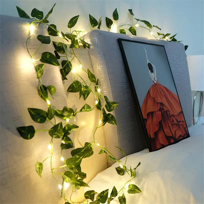 Battery-Operated Leaf Vine LED Garland – Decorative Indoor & Outdoor Foliage Lights for Holidays & Weddings | Thomler