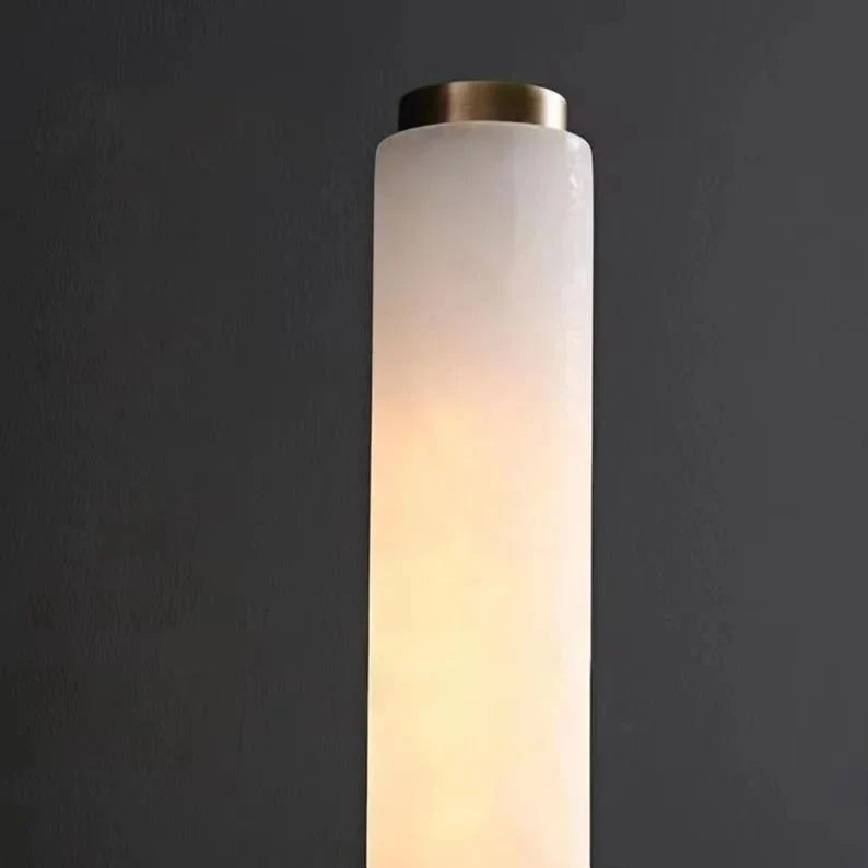 Cylindrical Alabaster Wall Light with Metal Trim — Up & Down Glow for Bedroom, Entry & Bath | Thomler