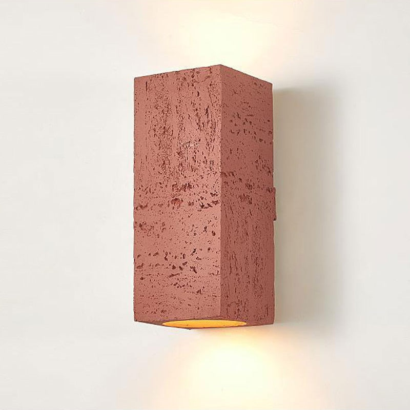 Wall Lamp Cement Composite Rectangle Warm Up Down Living Room Bedroom Japandi Ambient Lighting Fixture | Thomler