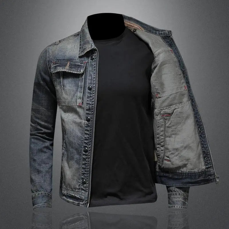 Classic Denim Jacket Vintage Style Gray Button-Front Outerwear Comfortable Everyday Casual Wear Retro Look Fall Spring Coat for Women & Men | Thomler