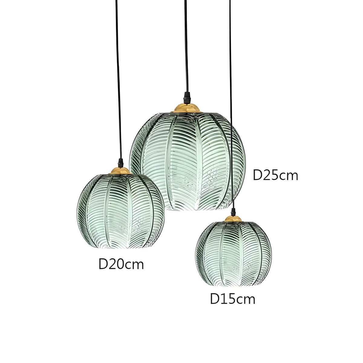 Pendant Light Glass 25.0 cm Green Dining Room Kitchen Island Hanging Ceiling Lamp Ribbed Globe E27 Retro Lighting | Thomler