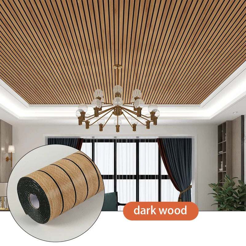Wall Panel PVC Wood Look 40.0 cm x 300.0 cm Peel Stick Living Room Bedroom Slatted Wall Covering Waterproof Decorative Panels | Thomler