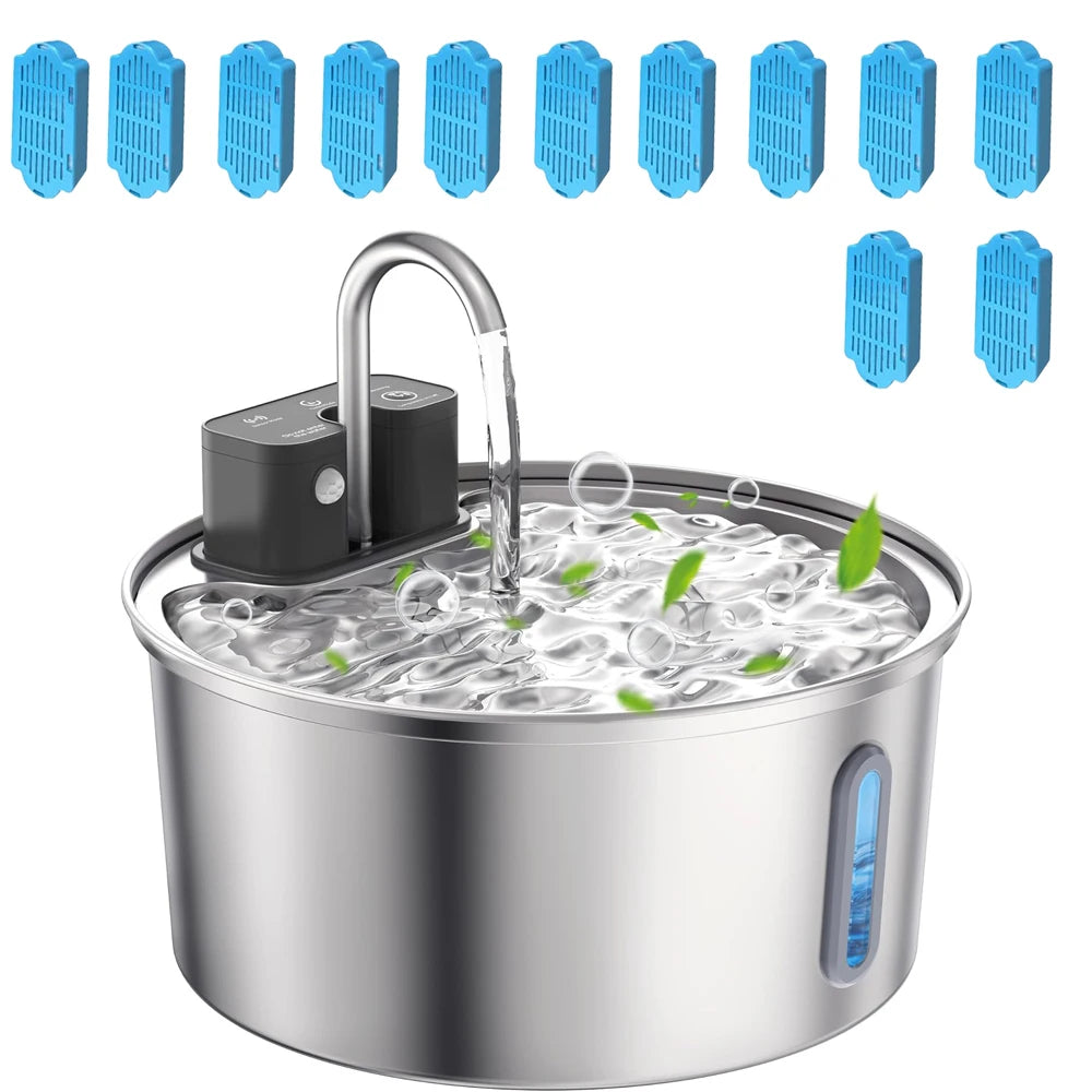 Rechargeable Motion-Activated Pet Hydration Station – 101 fl oz Stainless Construction, Battery-Powered Circulation System for Dogs & | Thomler