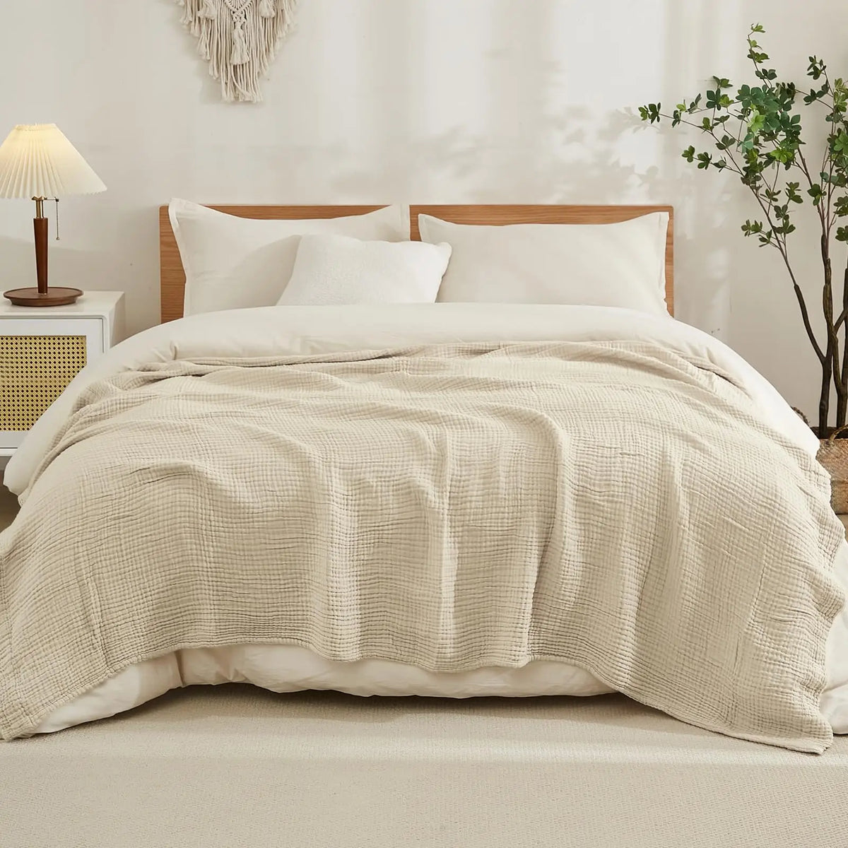Six-Layer Pure Cotton Muslin Throw Blanket for Bed & Couch – Year-Round Comfort for Sensitive Skin | Thomler