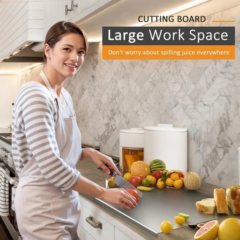 Professional Metal Prep Surface – Anti-Slip Kitchen Work Board for Vegetable Slicing, Dough Rolling & Daily Meal Prep | Thomler