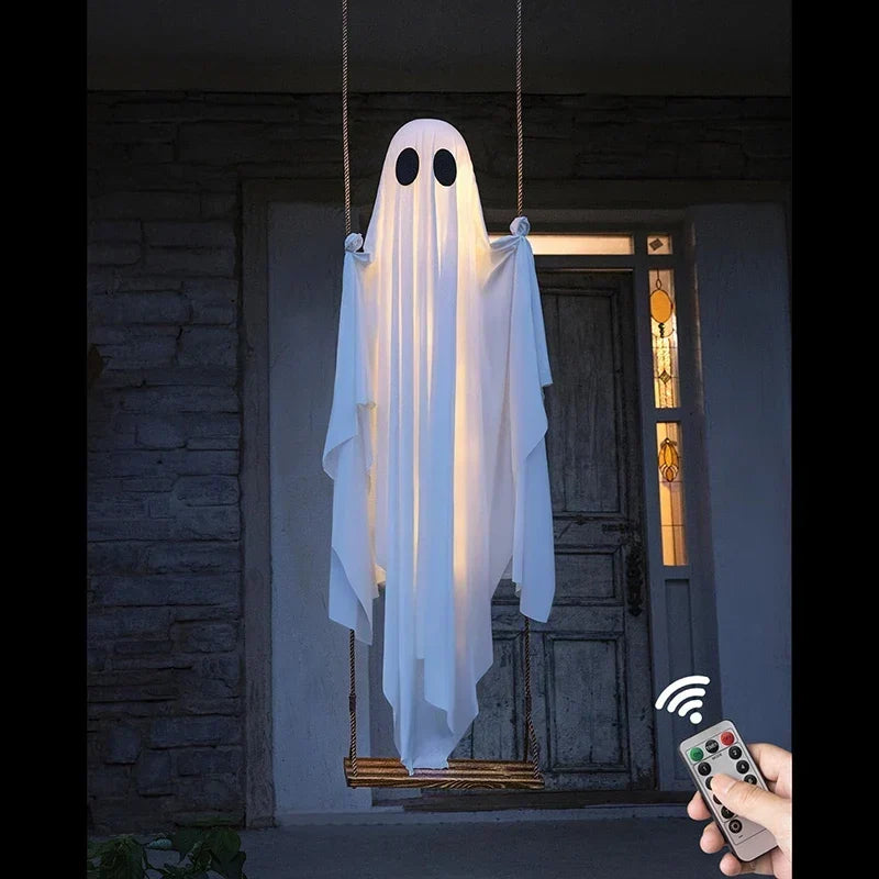 Illuminated Swinging Ghost Decoration with LED Lights for Outdoor Porch Display | Thomler