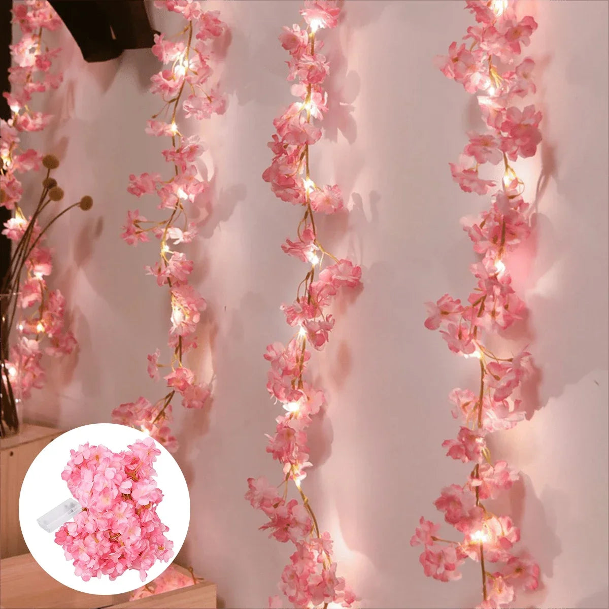 2M 20LEDs Kersenbloesem Lichtslinger Kunstbloem Wijnstokken Kerstverlichting voor Slaapkamer Bruiloft Feest Vakantie Decoratie