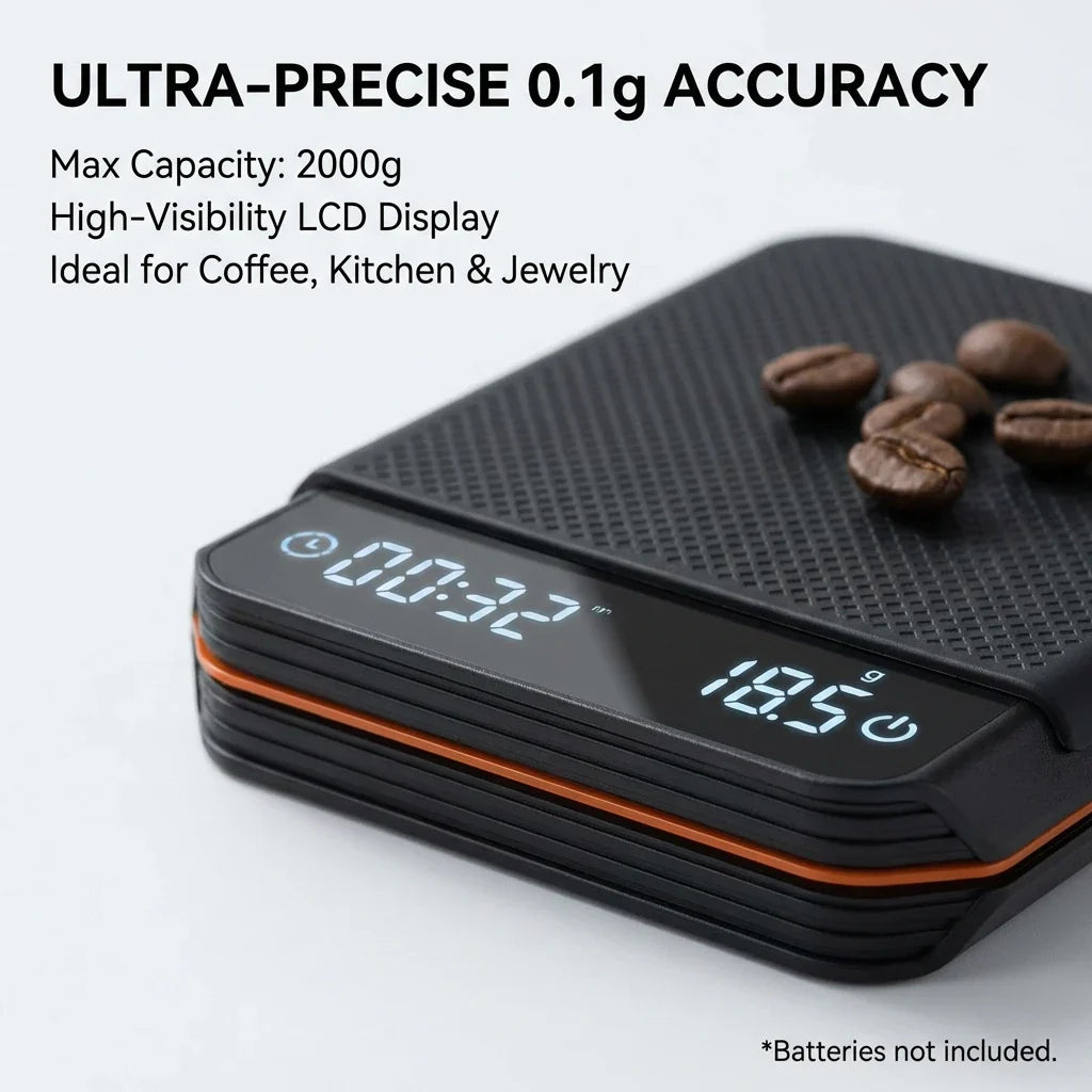 Coffee Scale ABS Silicone 10.0 cm USB C Espresso Pour Over Timer Precision Brewing Kitchen Barista Tool | Thomler