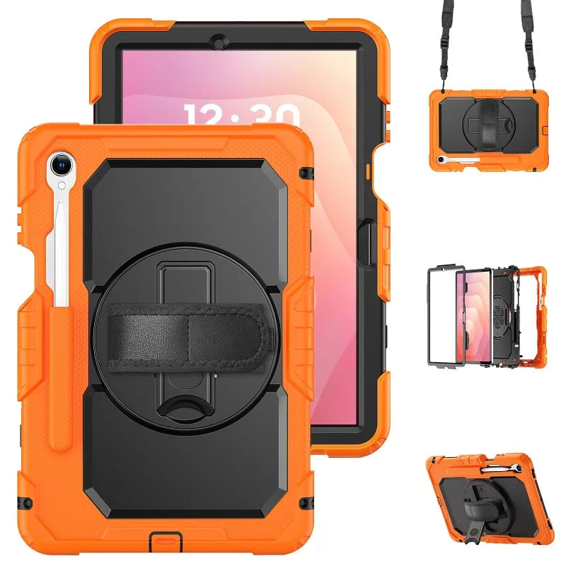 Heavy-Duty Tablet Case for Samsung Galaxy Tab S11–S7 with Rotating Hand Strap, Kickstand & Shoulder Strap | Thomler