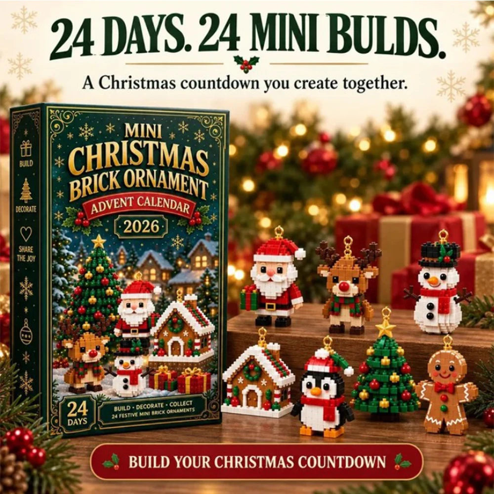 24-Day Christmas Countdown Building Block Advent Calendar with Surprise Ornaments for Holiday Tree Decorating | Thomler