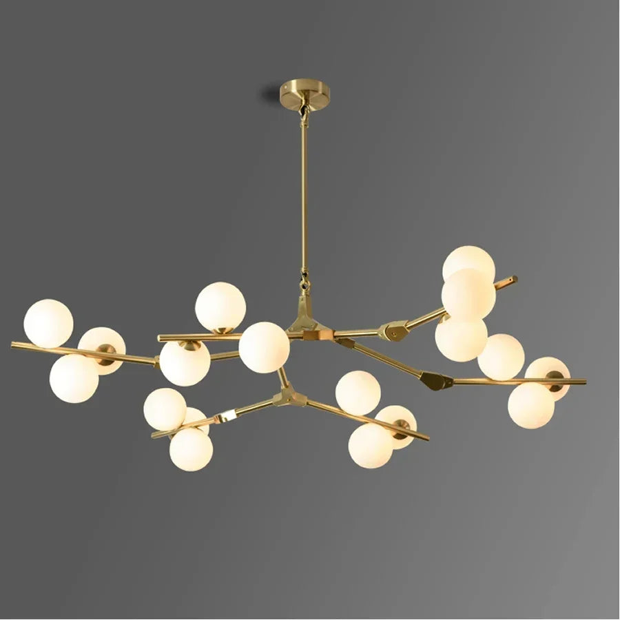 Pendant Light Metal Branch 178.0 cm Matte Glass Living Room Dining Room Ceiling Chandelier Adjustable Multi Globe Lighting | Thomler