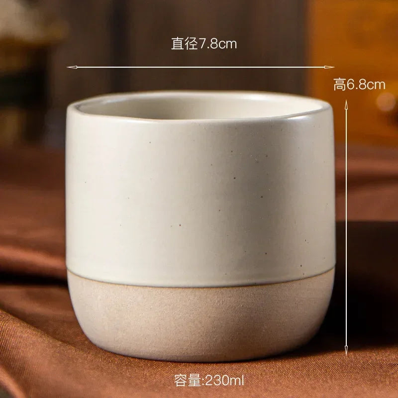 Coffee Mug Ceramic Earthenware 230 ml Beige Wabi Sabi Tea Espresso Cup Minimalist Japanese Drinkware | Thomler