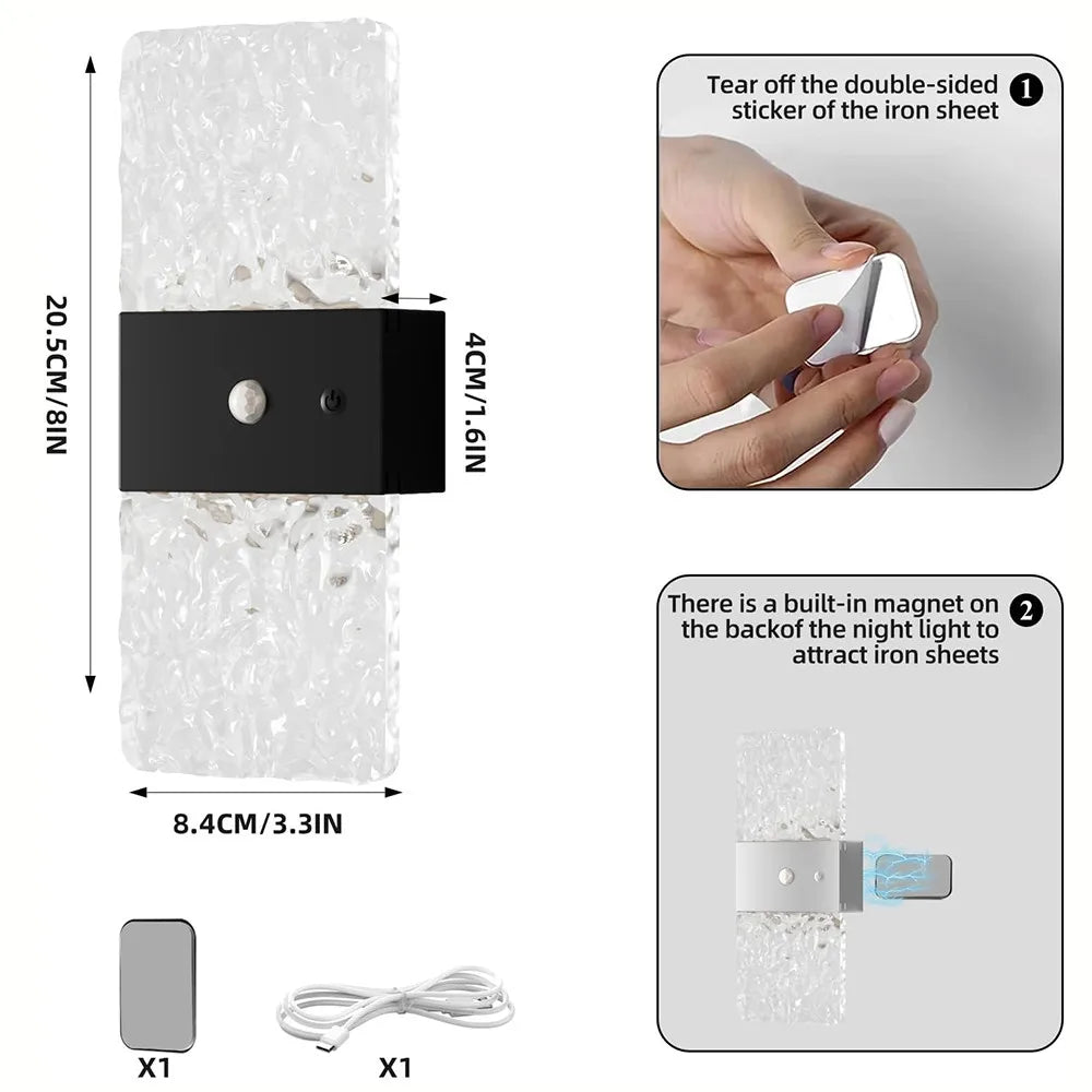 Rechargeable Motion-Activated LED Wall Sconce 2-Pack – Wireless Dimmable Accent Lights for Hallways, Bedrooms & Stairs | Thomler