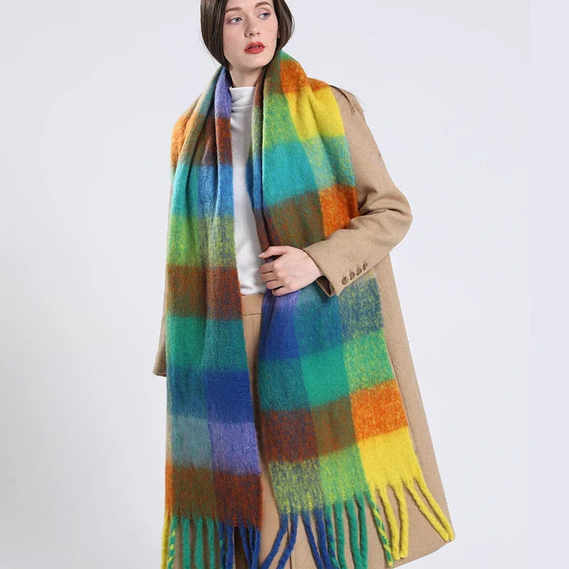Rainbow Cashmere Winter Scarf – Soft & Warm Oversized Shawl Wrap for Women | Thomler