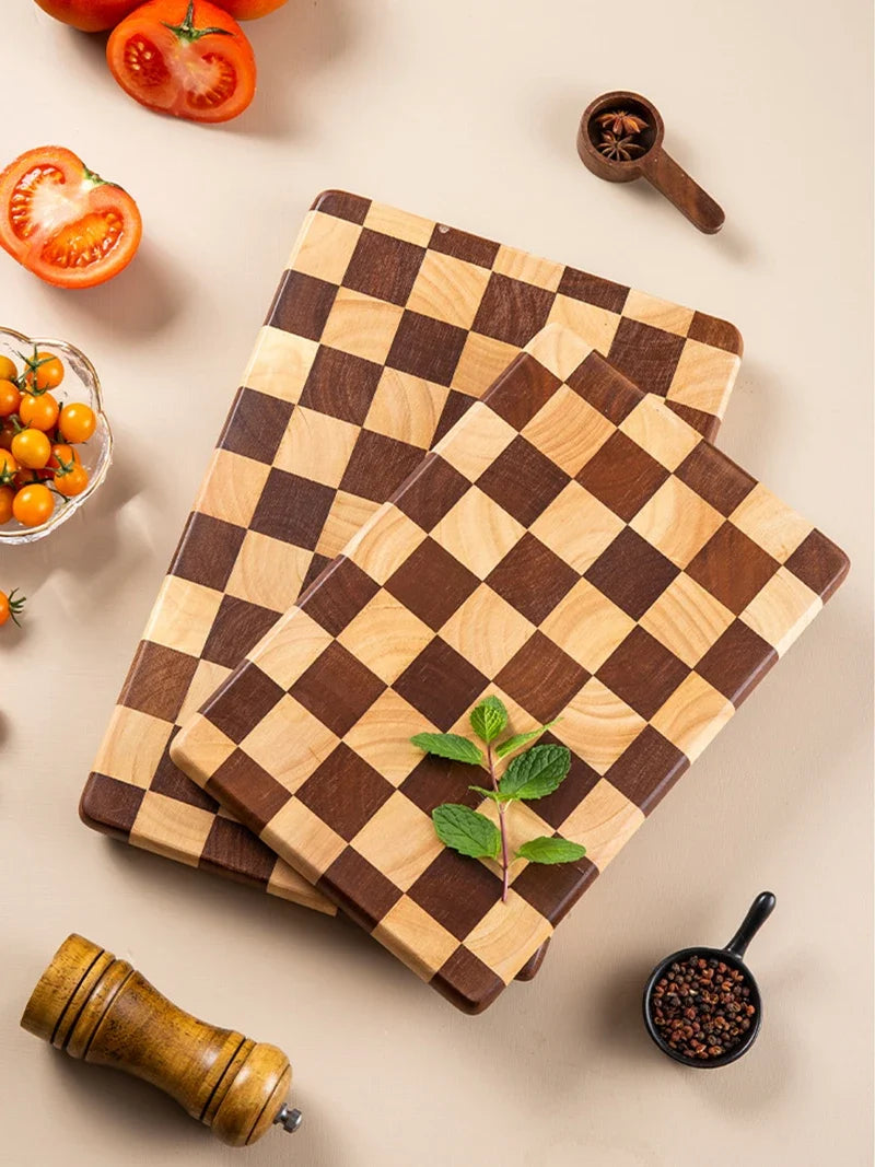 Checkered Mosaic Solid Wood Cutting Board for Kitchen Prep & Serving | Thomler