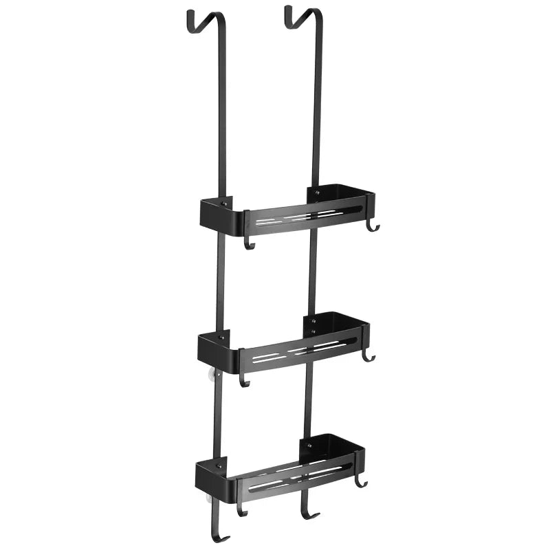 Shower Rack Aluminium 97.0 cm Black Hanging Bathroom Storage Organiser No Drill Over Door Shampoo Holder | Thomler