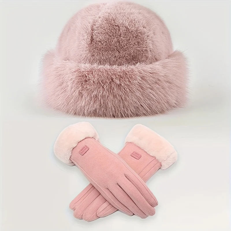 Cozy Plush Beanie & Gloves Set for Women – Soft Fleece Winter Warmth Essentials | Thomler