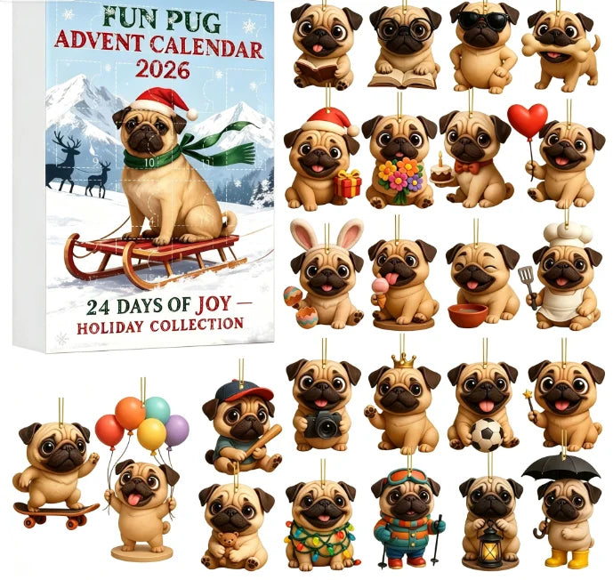 Canine Countdown Calendar – 24 Acrylic Dog Breed Ornaments for Christmas Tree Decoration & Holiday Keepsakes, Reusable December Advent | Thomler