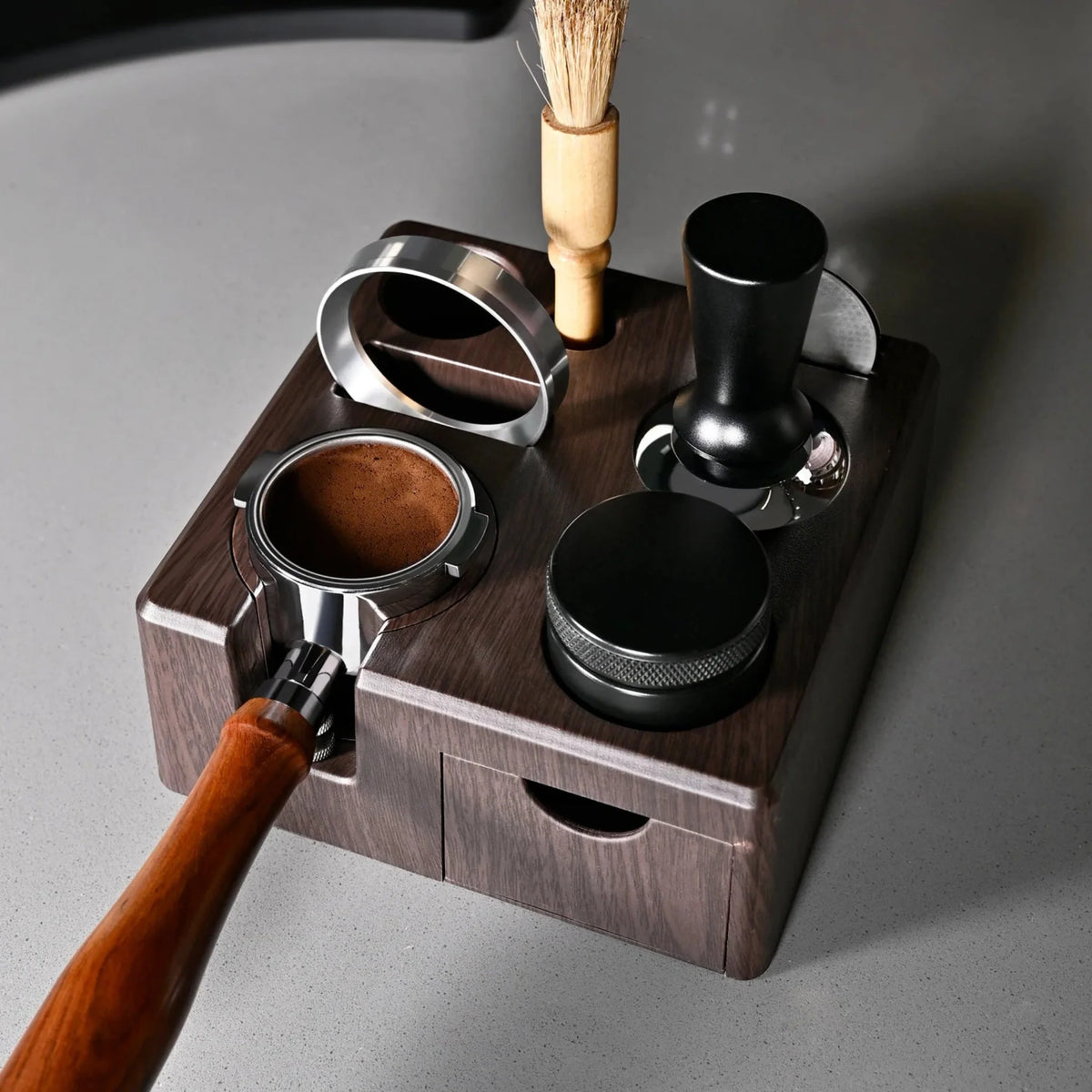 Coffee Tamping Workstation with Tool Organizer & Drawer for Home Espresso Bar Setup | Thomler