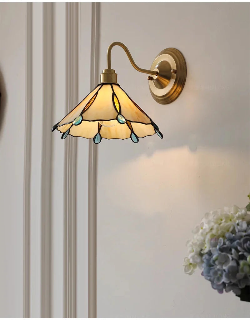 Wall Lamp Stained Glass E27 27.0 cm Hallway Bedroom Tiffany Style Lighting | Thomler