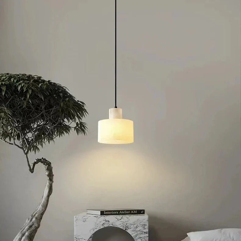 Round Stone Hanging Light Fixture with Soft Glow Diffusion for Dining Room & Bedroom | Thomler