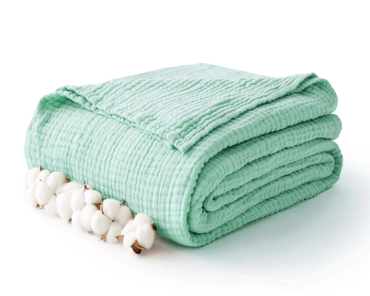 Six-Layer Pure Cotton Muslin Throw Blanket for Bed & Couch – Year-Round Comfort for Sensitive Skin | Thomler