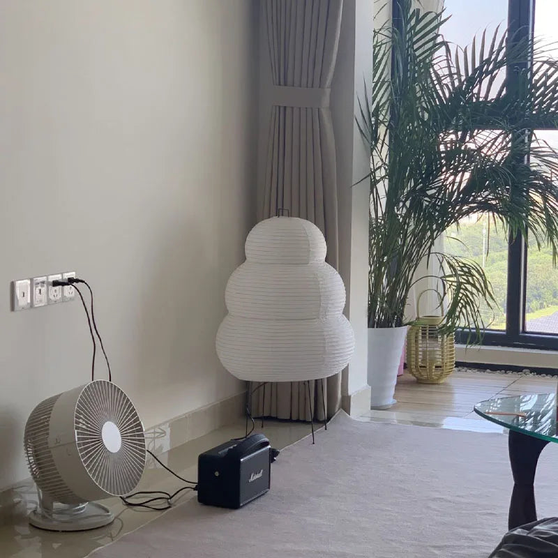 Paper Shade Standing Lamp with Metal Base – Warm Diffused Light for Living Room & Bedroom – Plug-In E27 Socket | Thomler