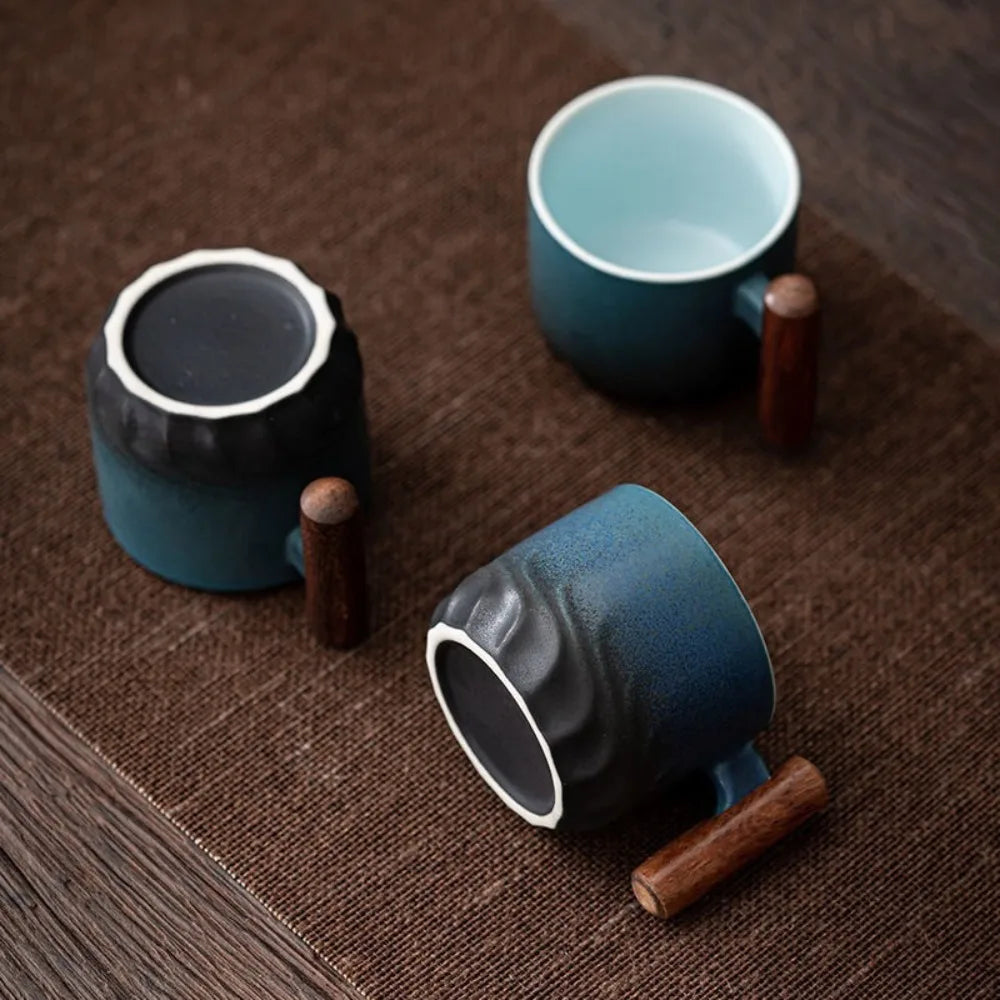 Ceramic Coffee Mug 2 in Handcrafted Retro Design 3 in Compact Kitchen Cup Drinkware | Thomler