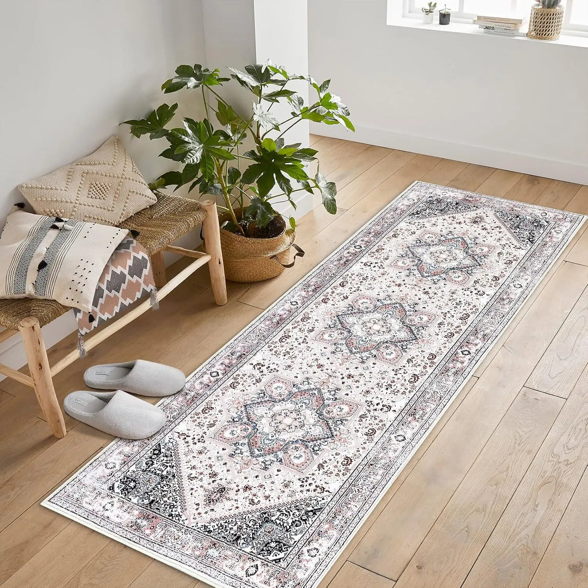 Machine-Washable Hallway Runner with Slip-Resistant Rubber Backing for Entryways and Living Spaces 24×91 in | Thomler