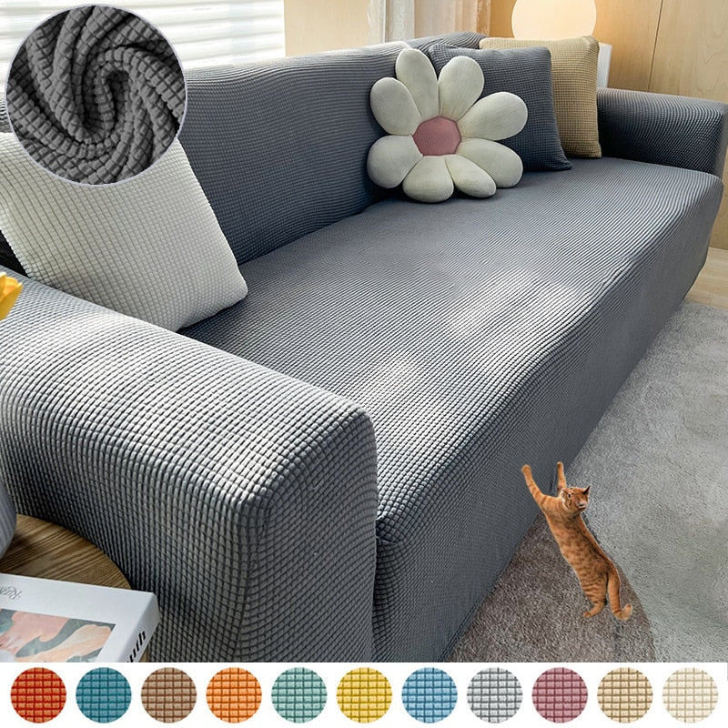 Stretchy Sofa Slipcover with Non-Slip Grip for Living Room – Fits 1 to 4 Seater Couches, Pet-Proof Furniture Protection | Thomler