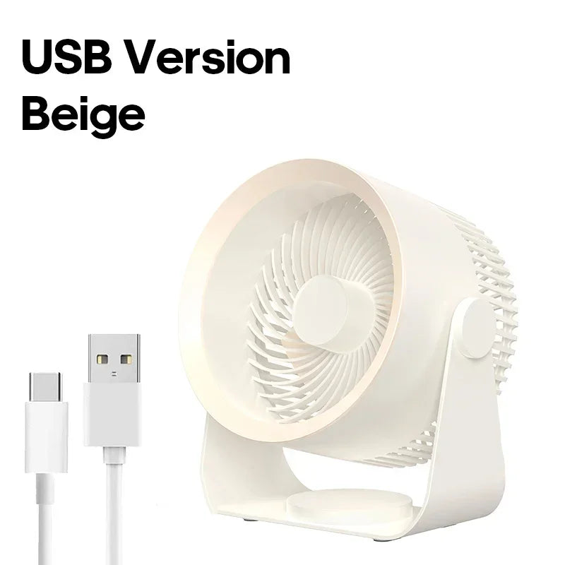 Circulation Fan ABS USB C Rechargeable 180 Degree Tilting Bedroom Office Desk Wall Cooling Fan Quiet Portable | Thomler