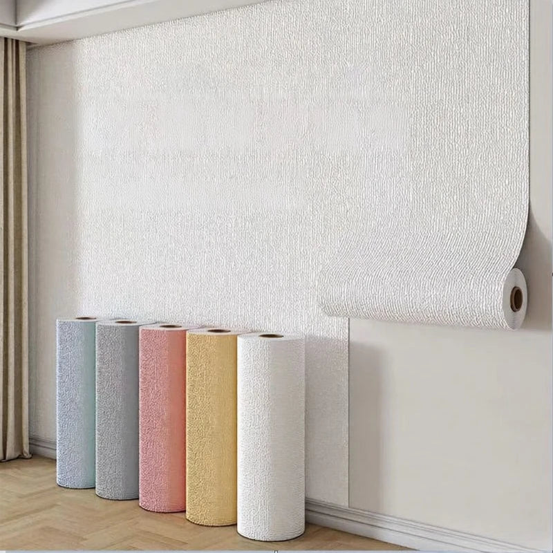 Wallpaper Linen Texture 50.0 cm Peel Stick 3D Wall Panel Living Room Bedroom Moisture Resistant Self Adhesive Covering | Thomler