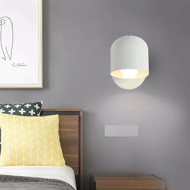Wall Lamp Iron Glass 6.7 in White Flush Mount Bedroom Hallway Sconce Lighting Fixture Modern Minimalist | Thomler