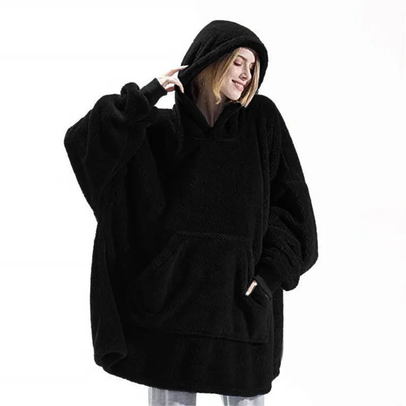 Wearable Blanket Hoodie with Sleeves – Oversized Reversible Fleece Throw Sweatshirt for Adults & Couples – Ultra Soft Plush Loungewear for | Thomler