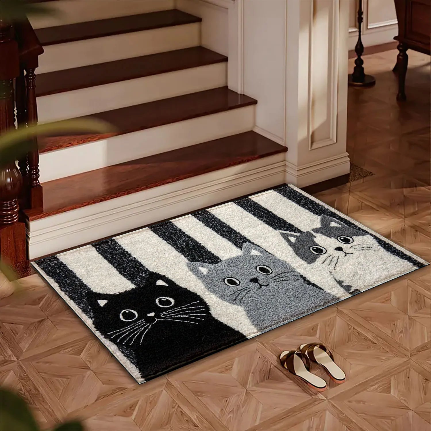 Doormat PVC Non Slip 60.0 cm x 90.0 cm Cat Print Indoor Outdoor Entryway Rug Hallway Bedroom Floor Mat | Thomler