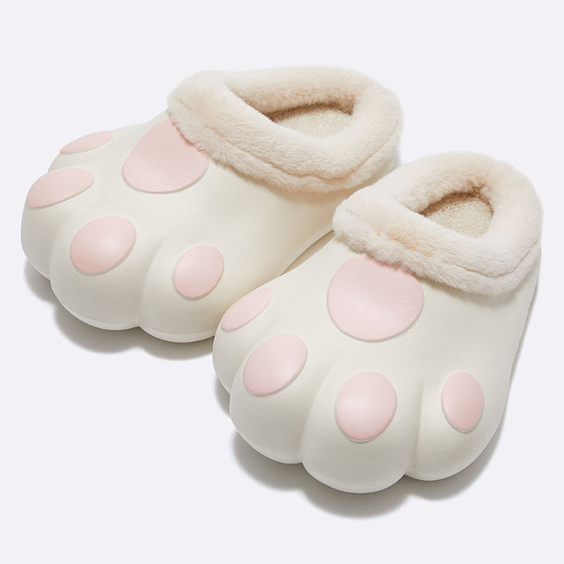 Plush Cat Paw Slippers with Fleece Lining – Cozy Winter House Shoes for Women & Men | Thomler