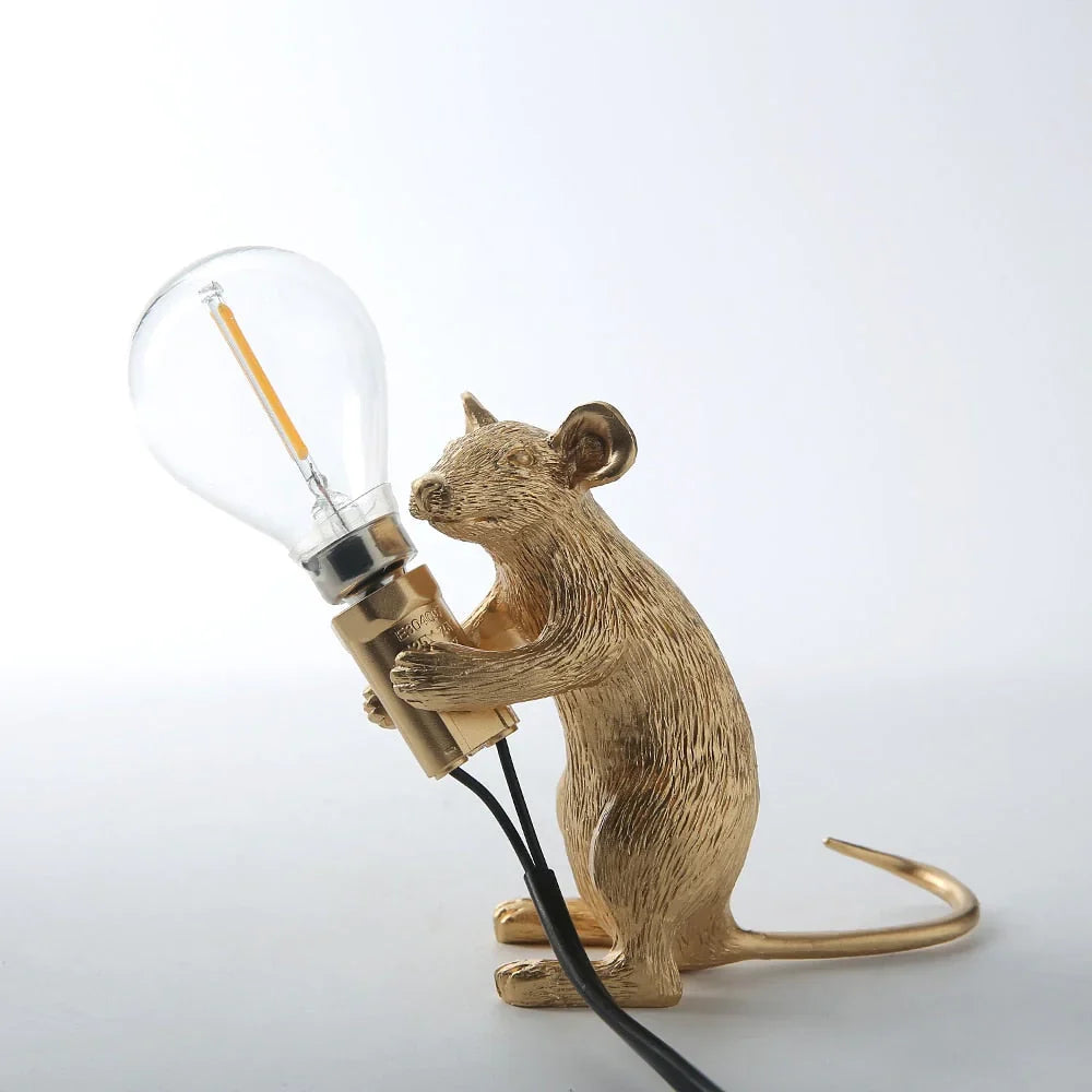 Whimsical Mouse Table Lamp with LED Light – Charming Resin Animal Décor for Bedroom, Living Room & Kids Room | Thomler