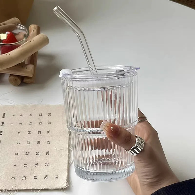 Travel Tumbler Borosilicate Glass 5 in 12 cm Heat-Resistant To-Go Cup Small Large Portable Coffee Tea Juice | Thomler