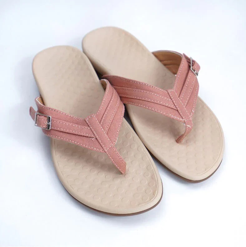 Orthopedic Arch Support Sandals for Women – Cushioned Footbed Slip-On Comfort Slides for Plantar Fasciitis & Flat Feet Relief | Thomler