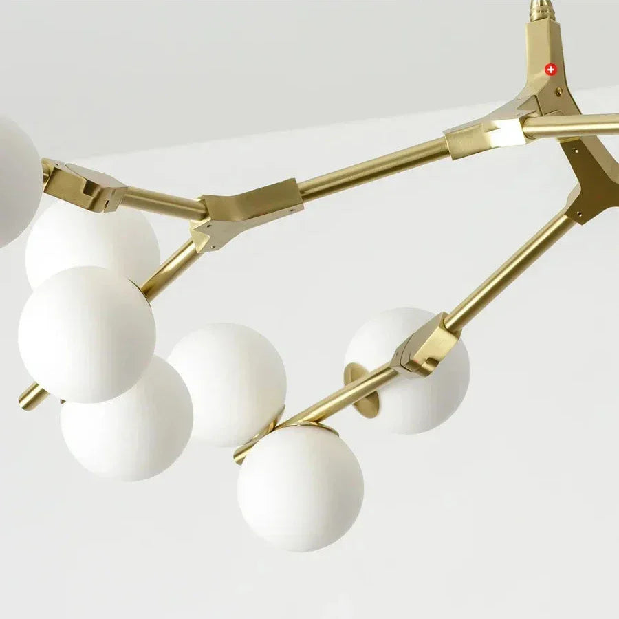 Pendant Light Metal Branch 178.0 cm Matte Glass Living Room Dining Room Ceiling Chandelier Adjustable Multi Globe Lighting | Thomler