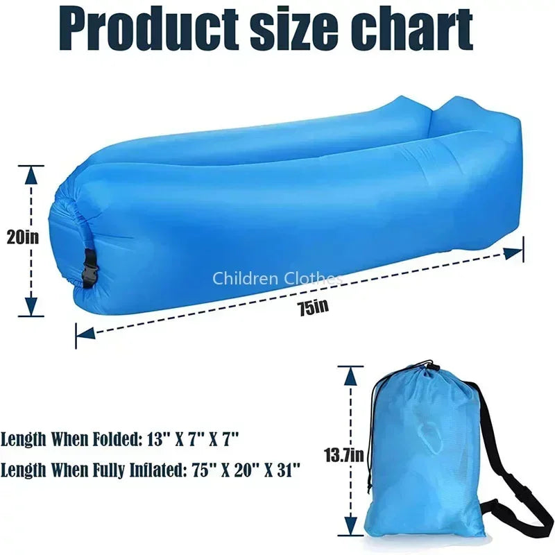 Portable Inflatable Lounger Chair for Camping Beach Park & Festivals – Fast Setup Air Couch with Headrest | Thomler