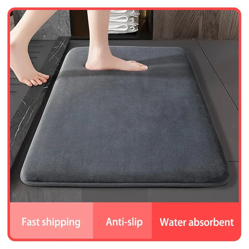 Ultra-Absorbent Coral Velvet Bath Mat – Non-Slip Microfiber Bathroom Rug for Shower & Tub, Quick-Dry Floor Mat for Washroom, Spa-Style | Thomler